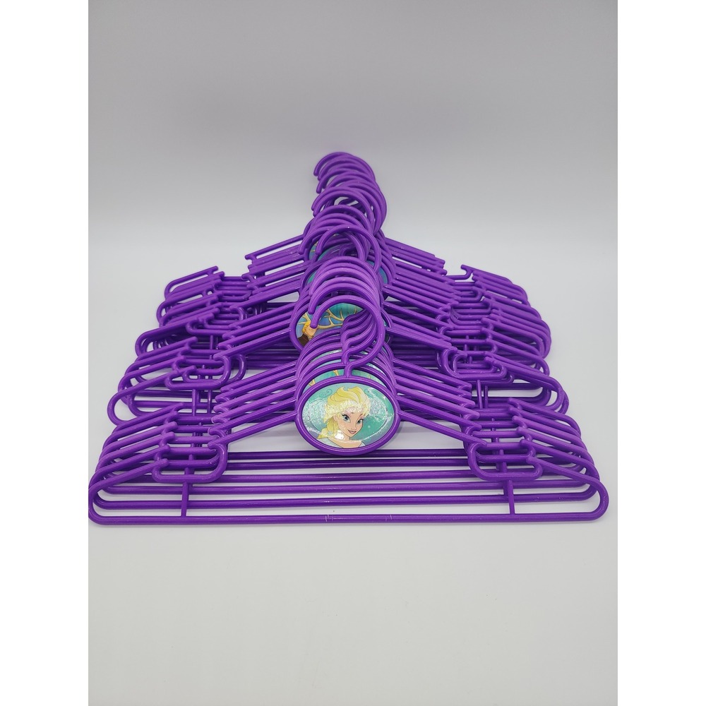 Disney Frozen Purple Plastic Kids Hangers Lot of 23 Elsa Anna Kristoff Sven